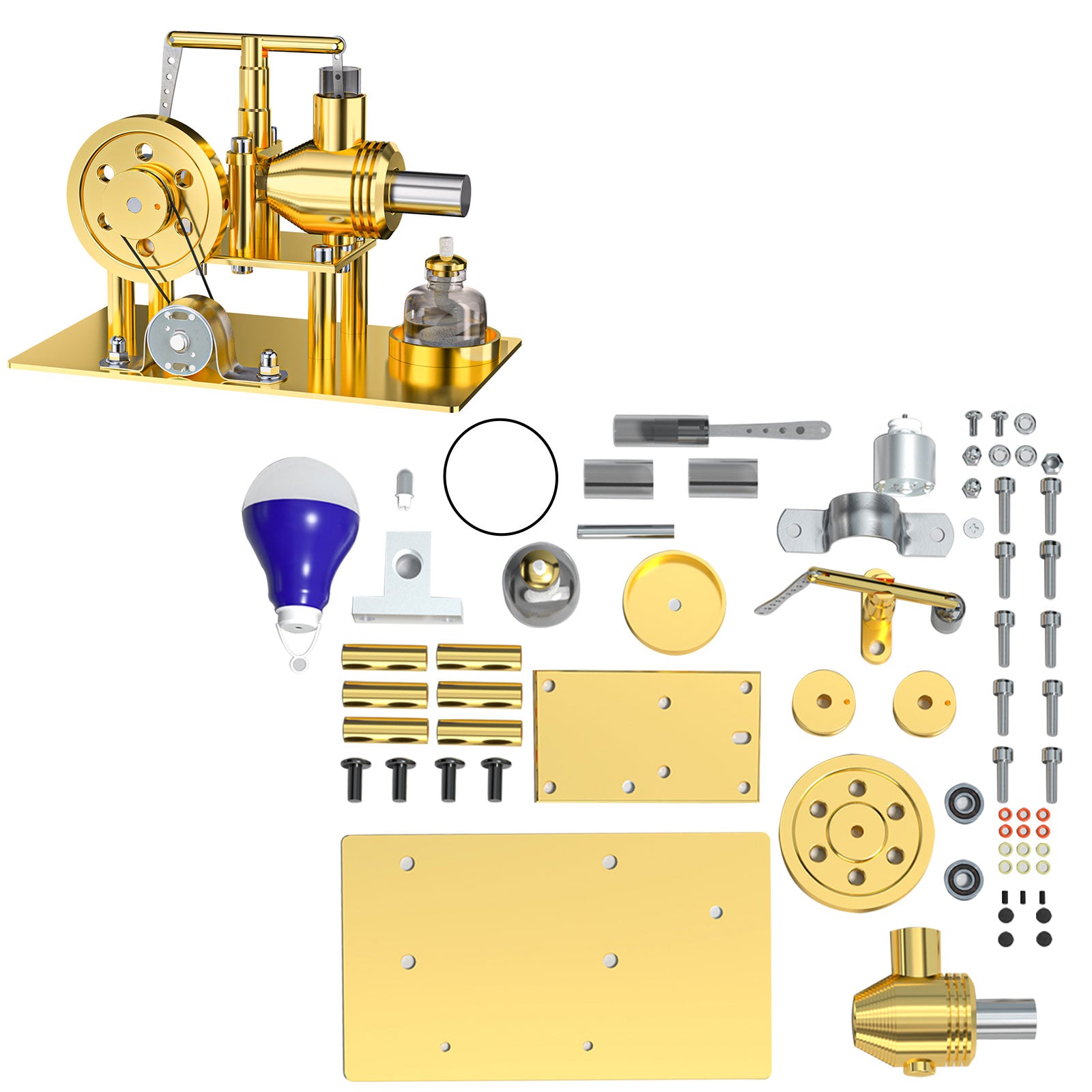 ENJOMOR DIY Hot Air Stirling Engine Model Building Kits Golden