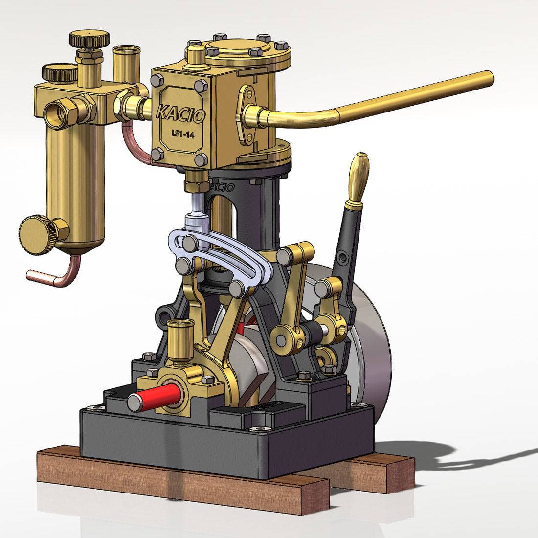 KACIO LS1-14 Inline Single Cylinder Reciprocating Steam Engine Piston Engines Model for 60cm+ Boat Ship (without Boiler) - stirlingkit