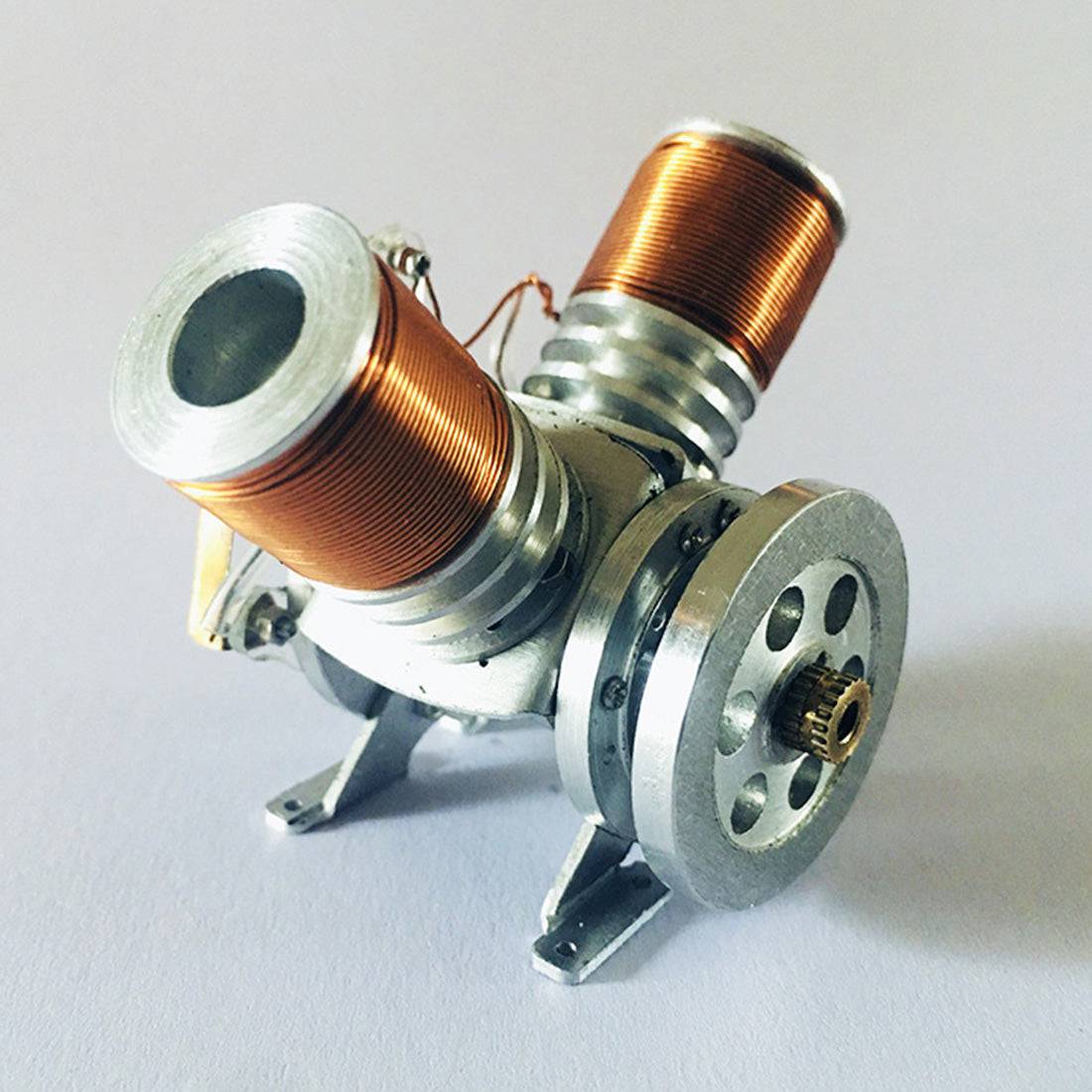 Metal V2 Electromagnetic Reciprocating Piston Engine Model Motor Physics - stirlingkit