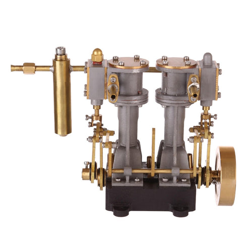 Brass 2 Cylinders Mini Reciprocating Steam Engine with Reversing Gear for RC Ship Boat - stirlingkit