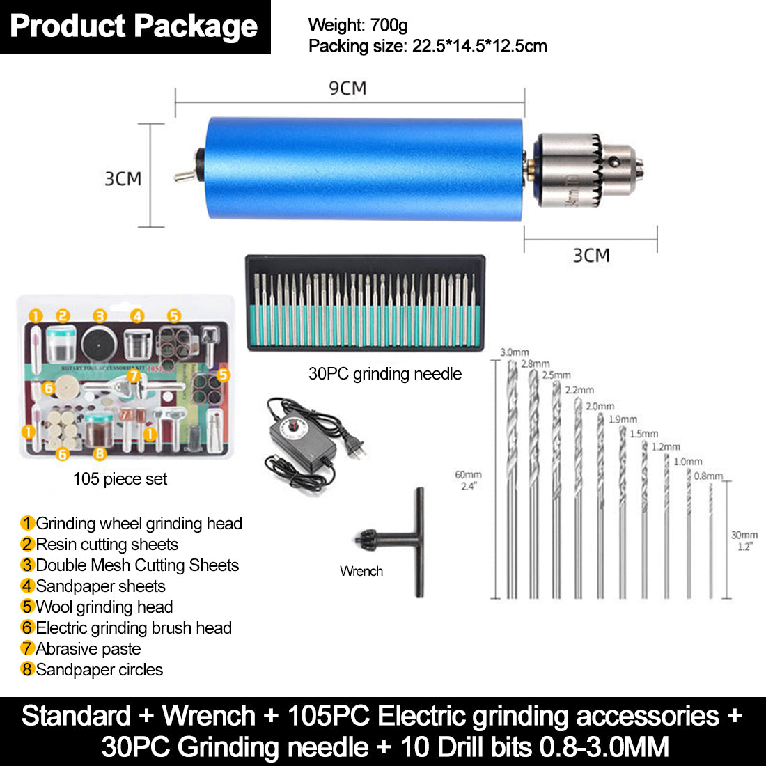 Hilitand Electric Grinding Pen Mini Drill Grinder 5000‑15000R/min 5V 2A  Portable Polishing Engraving Pen 
