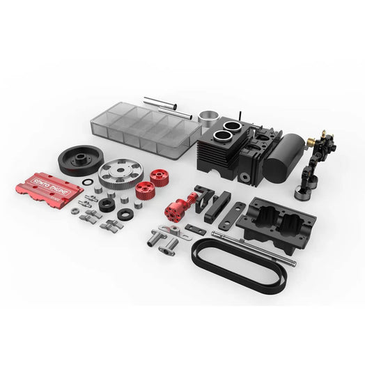 SEMTO ENGINE ST-NF2 DIY Build a Nitro 4 Stroke 2 Cylinder Engine Kit That Runs- OTTO MOTOR FS-L200AC - stirlingkit