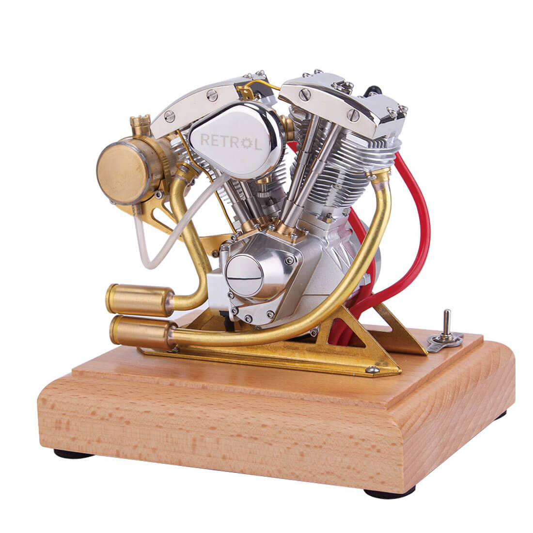 Retrol Gas 4.2CC OHV V-Twin Miniature Shovelhead 4.2CC OHV Four-stroke Internal Combustion Engine Model - stirlingkit