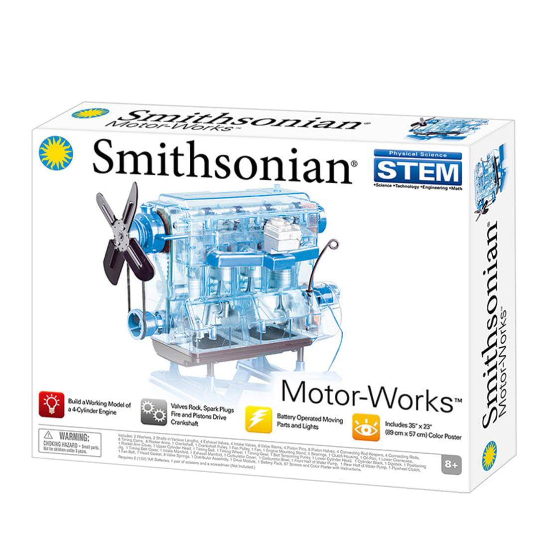 Smithsonian DIY L4 4 Cylinder Inline 4 Car Engine Assembly Model Kit STEM Science Toy Blue - stirlingkit