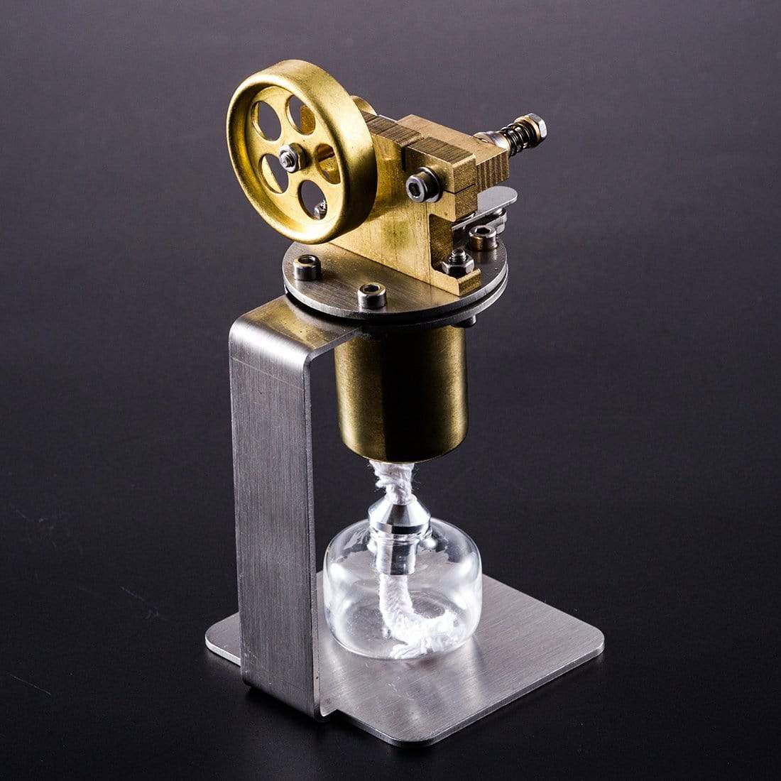 Mini Hot Live Steam Engine Model All-metal Horizontal Single Cylinder DIY Stem Model Kit - stirlingkit