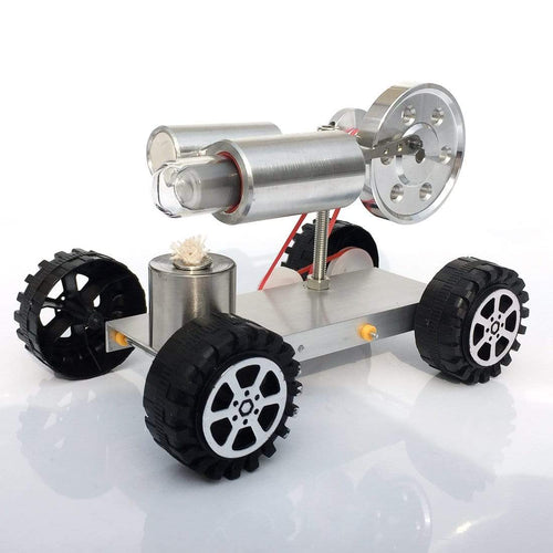 Stirling Engine Car Model Stirling Motor Model Kit Metal Base Rubber Wheel - stirlingkit