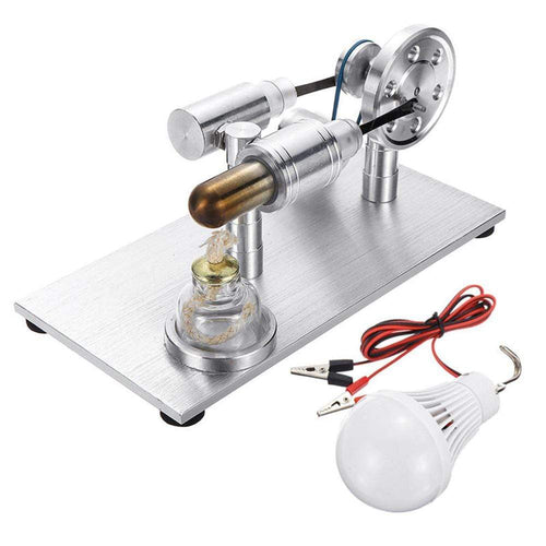 Stirling Engine Kit Model Metal External Combustion With Light Bulb Developmental Toy - stirlingkit