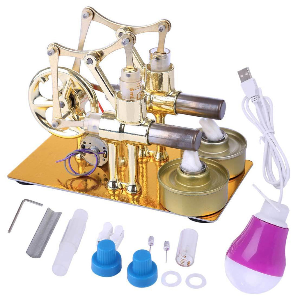 Stirling Engine Kit STEM Hot Air Stirling Engine Generator Double Cylinder Engine Model - stirlingkit