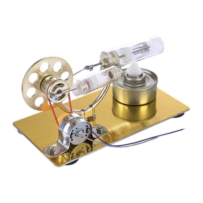 Speed-Controlled Single Cylinder Stirling Engine with Regulator Free Piston  External Combustion Engine - Red - Stirlingkit