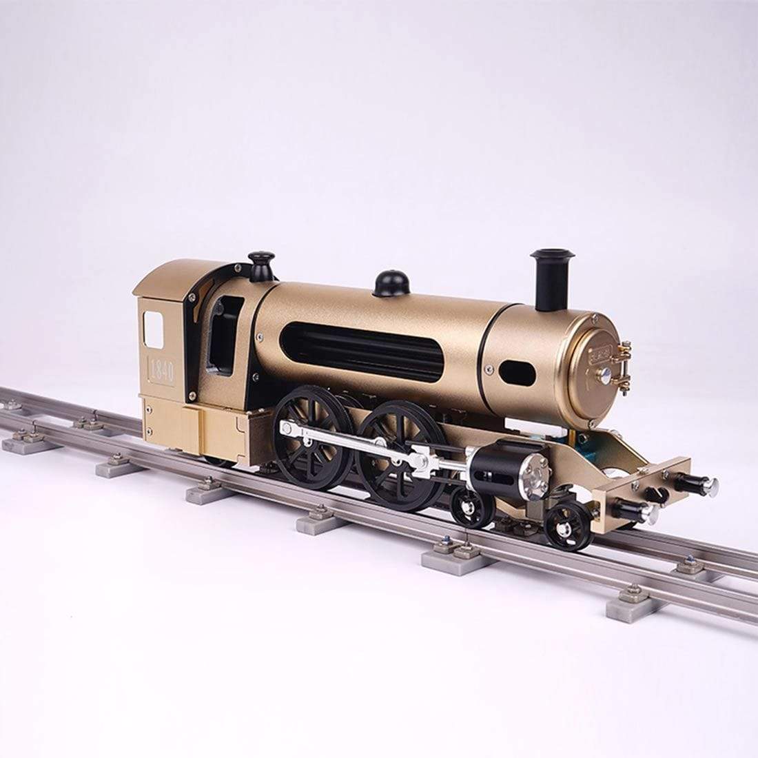 Teching Engine Steam Train Model With Pathway Full Aluminum Alloy Model Gift Collection STEM Toys - stirlingkit