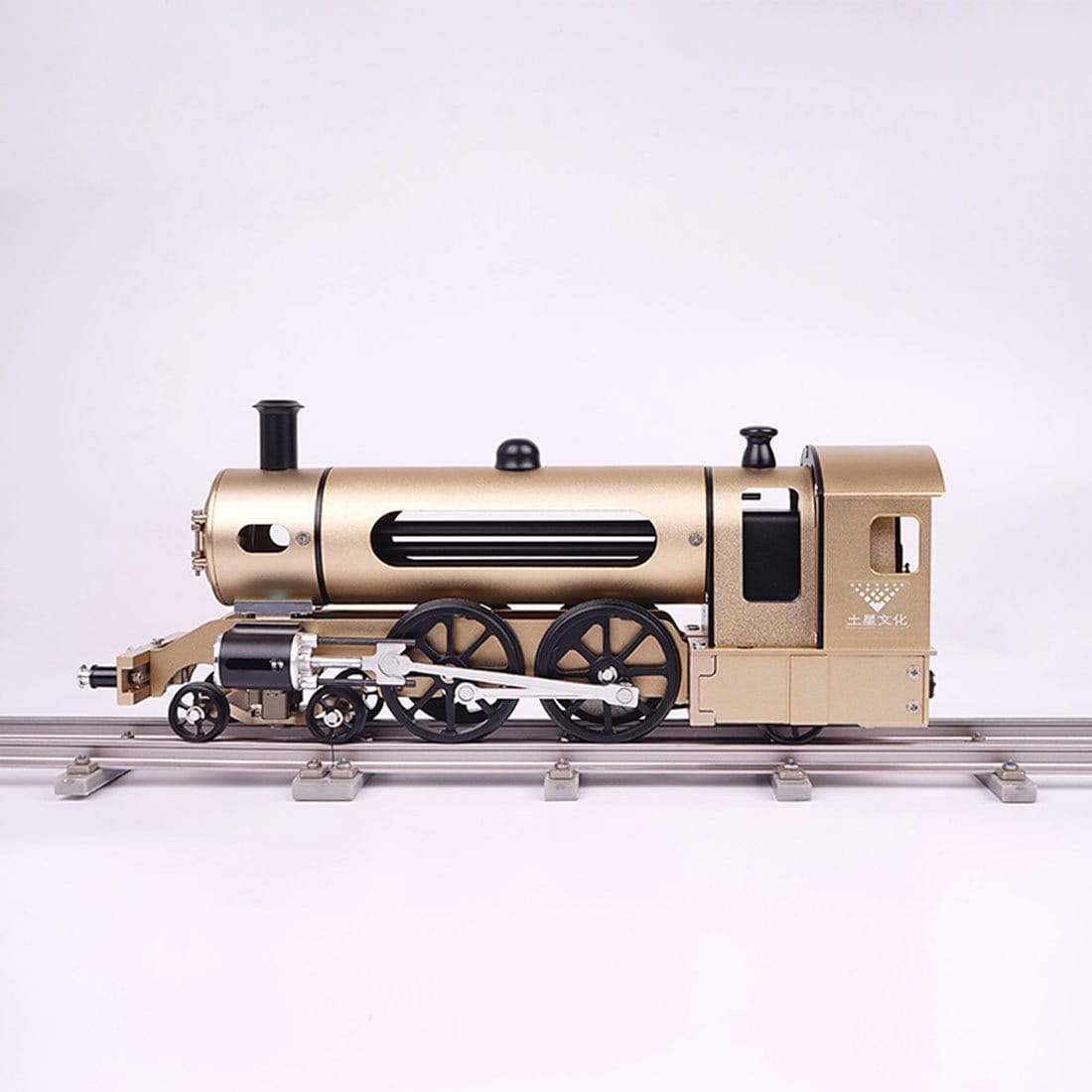 Teching Engine Steam Train Model With Pathway Full Aluminum Alloy Model Gift Collection STEM Toys - stirlingkit