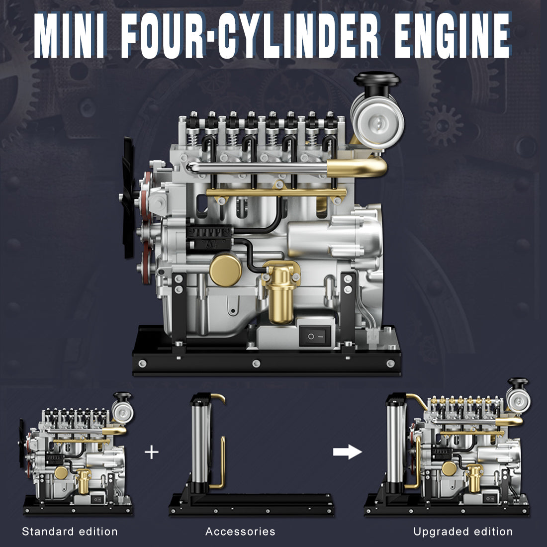 TECHING Workable Mini Diesel Engine Metal Model Kits DIY OHV 4-cylinder Engine Pre-order - stirlingkit