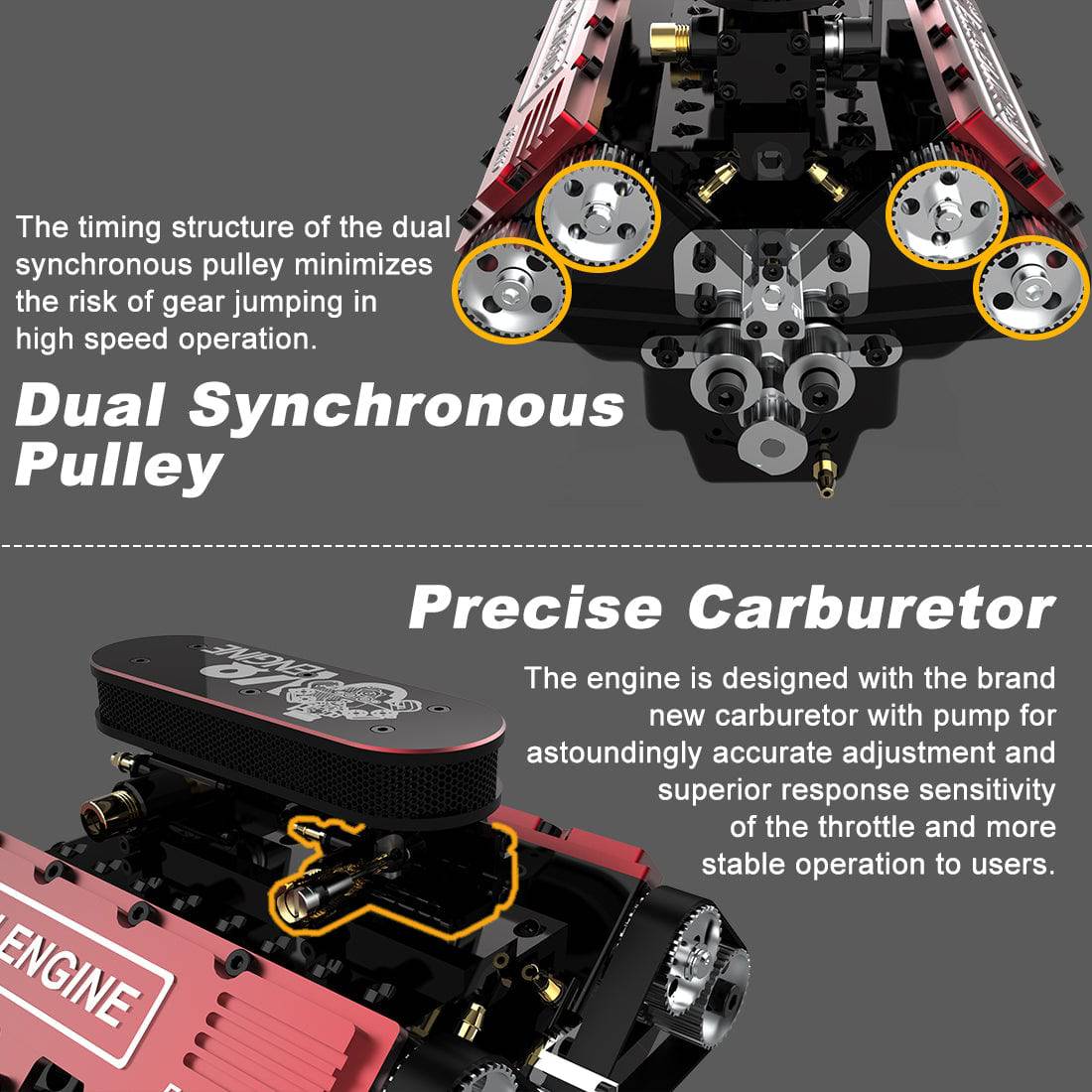 Toyan V8 Nitro Engine FS-V800 RC Engine Model Building Kits 28cc - stirlingkit