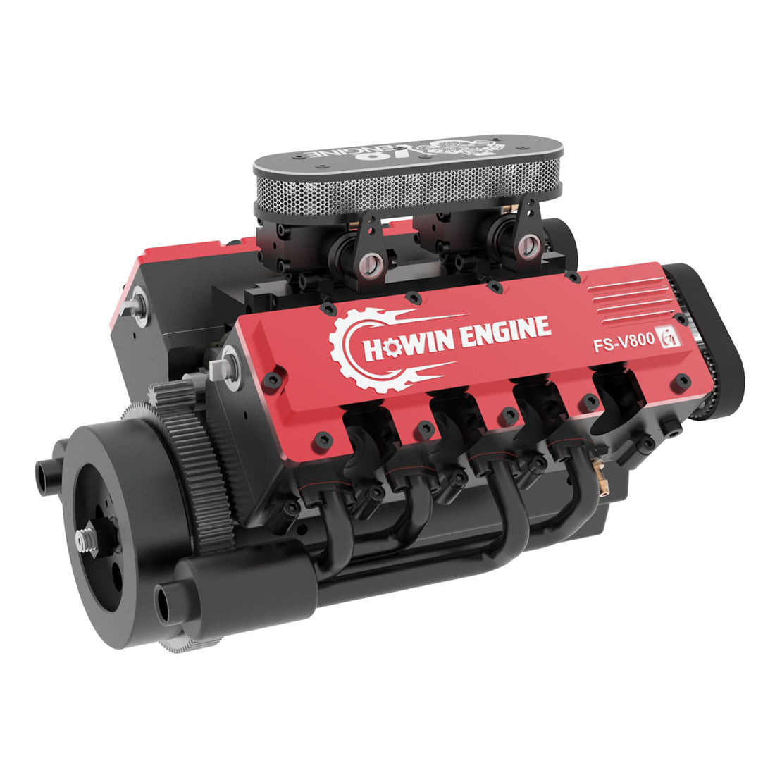  ZOSTER TOYAN V8 Nitro Engine Model HOWIN FS-V800 1:10 28cc  Eight-Cylinder Four-Stroke Water-Cooled Internal Combustion KIT Version for  RC Car Boat, Black Red, 12.34 x 3.2 x 12.73 cm : Toys
