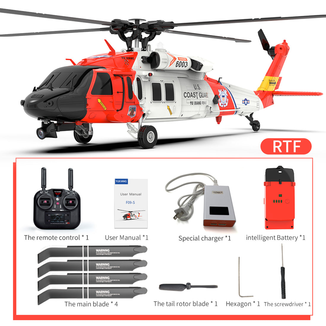 YUXIANG YXZNRC F09-S RTF RC Military Helicopter UH60 Model 1/47 2.4G 6CH - stirlingkit