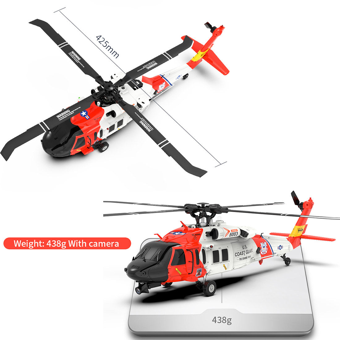 YUXIANG YXZNRC F09-S RTF RC Military Helicopter UH60 Model 1/47 2.4G 6CH - stirlingkit