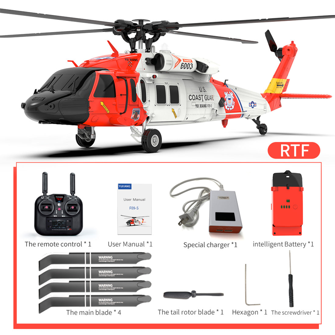 YUXIANG YXZNRC F09-S RTF RC Military Helicopter UH60 Model 1/47 2.4G 6CH - stirlingkit