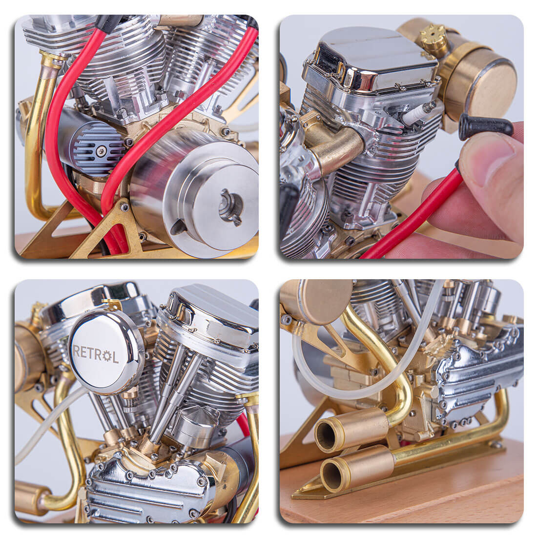 RETROL 4.2CC OHV V-Twin V2 Four-stroke Gasoline Engine Model Ready to Run - stirlingkit