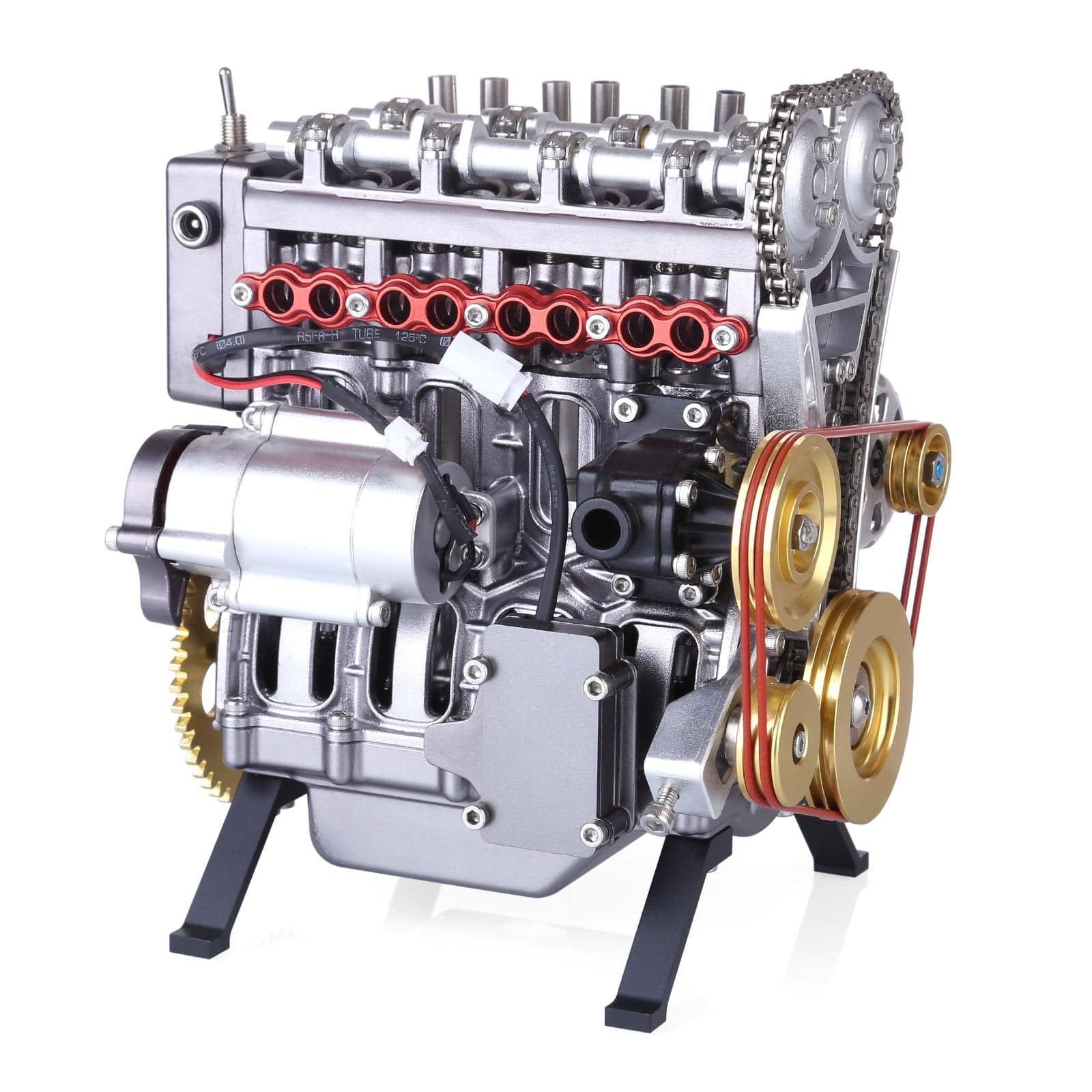 Teching Inline Four-Cylinder Full Aluminum Alloy Assembling Model Science Education Engine for Collection - stirlingkit