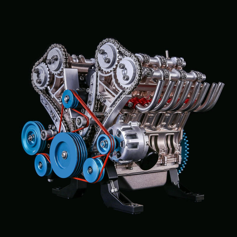 V2 DIY Alloy 2 Cylinder Auto Engine Adult Metal Mechanical Art